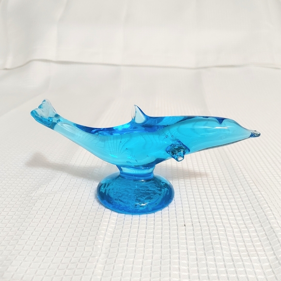 Ron Ray Signed 1996 Art Glass Dolphin Figurine Paperweight Blue - Picture 3 of 11